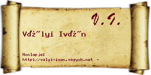 Vályi Iván névjegykártya